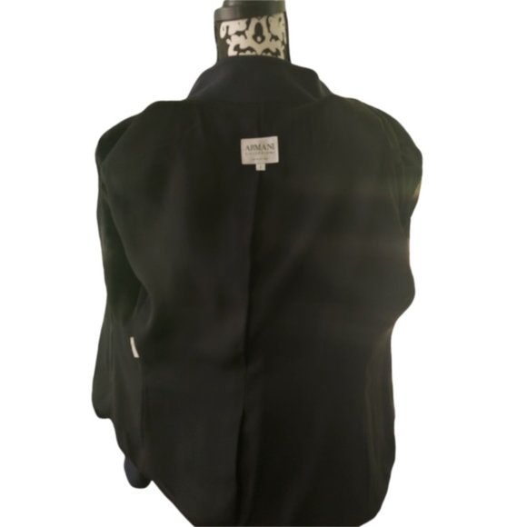 ARMANI COLLEZIONI Women's Navy Blue Textured Blazer Jacket Size 8 Made In Italy - Picture 7 of 12